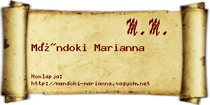 Mándoki Marianna névjegykártya